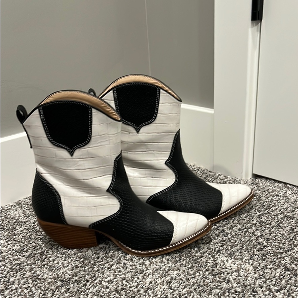 Black and White Ankle Boots